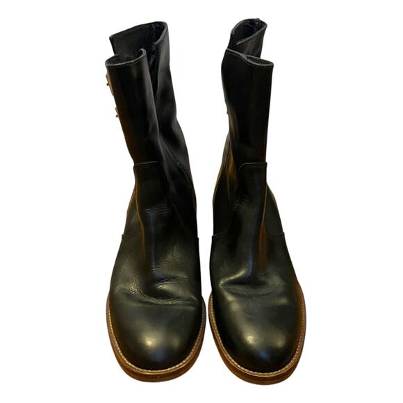 J.Crew Dean Black Leather Boots Silver Buckle Ankle Booties Mid Shaft Size 8.5 - Picture 4 of 10